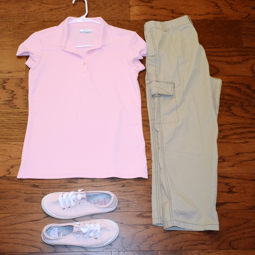Columbia PFG Pink Polo Top Sz S